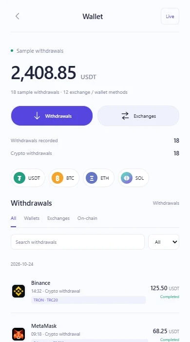 白色钱包 页面预览